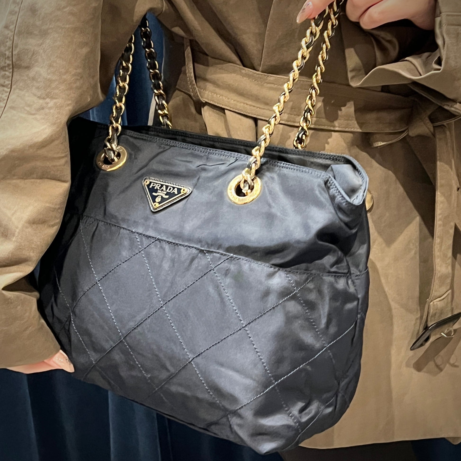 Prada Quilting Bag Tws Nylon Chain Travel Bag