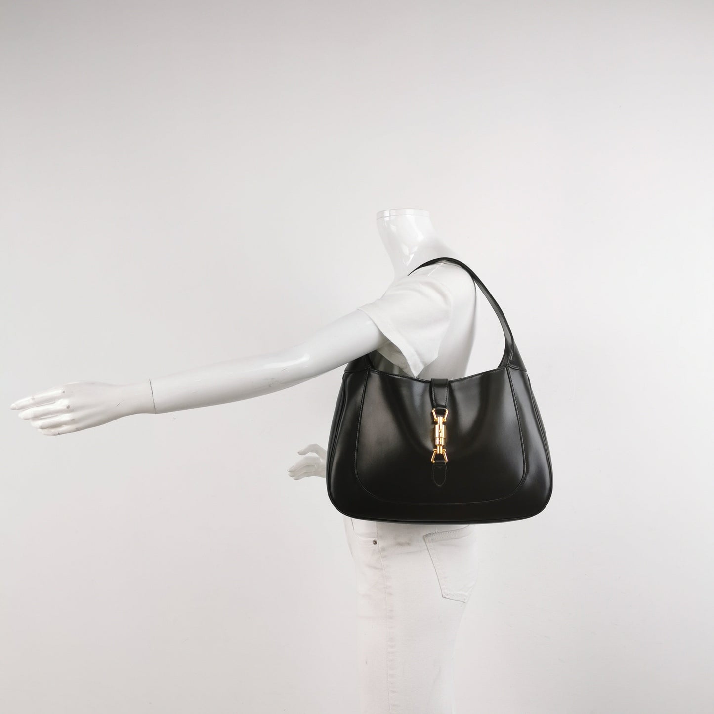 Gucci Jackie No Strap Leather Black Medium Travel Bag