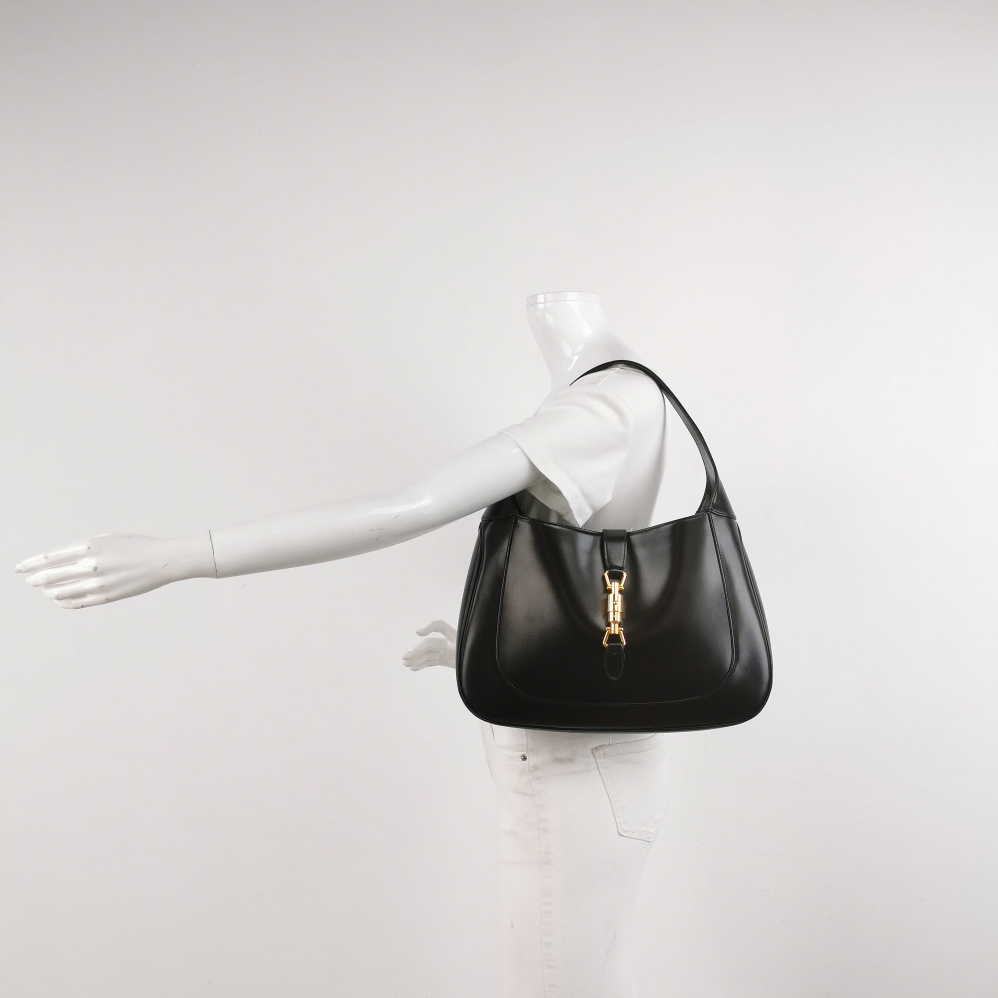 Gucci Jackie No Strap Leather Black Medium Travel Bag