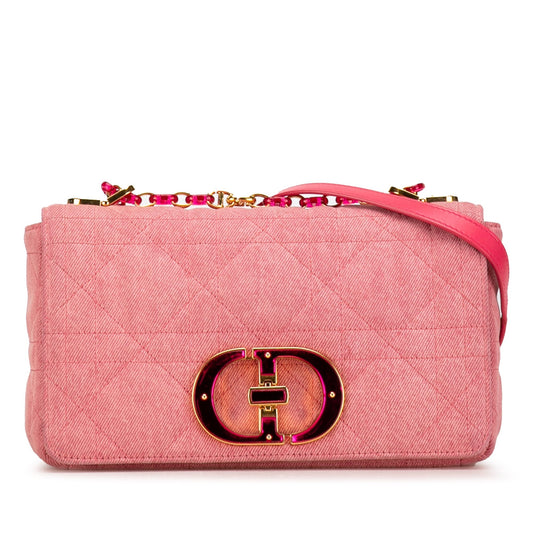 Dior Handbag Macrocannage Caro Bag 2 Denim Pink Medium Crossbody Bag