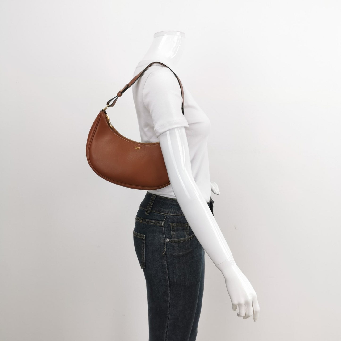 Celine Ava Hobo Natural Shoulder Bag Leather Brown