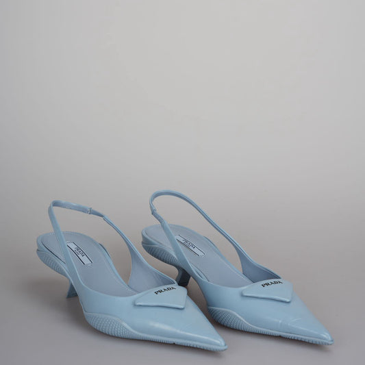 Prada Sling Bag Spazzolato Triangle Pointed Toe Slingback Pumps Logo Shoes