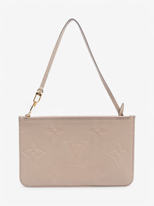 Louis Vuitton Neverful Pochette Taupe Empriente Monogram Empreinte Leather Clutch Bag
