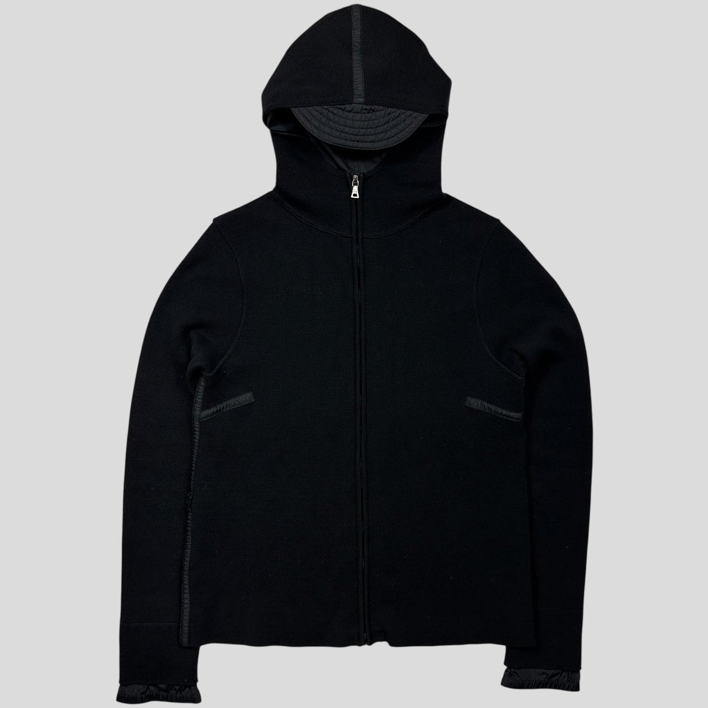 Prada Handbag Sport Ninja Hood Panel Tech Knit Cardigan Nylon