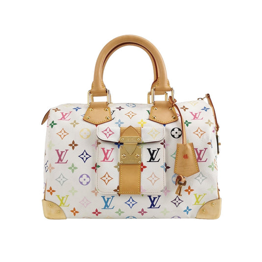 Louis Vuitton x Takashi Murakami Speedy 30 Lock Multicolor White Handbag Multicolor 17