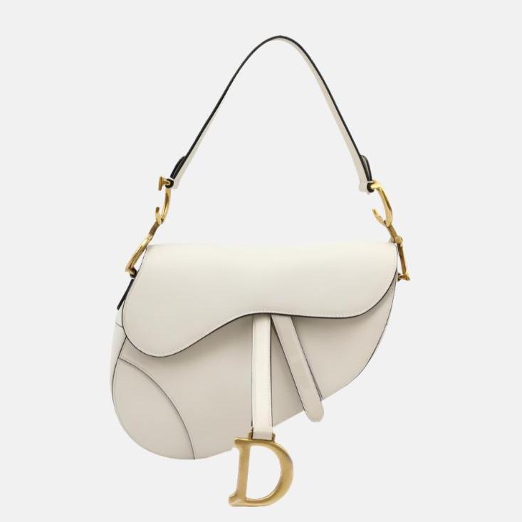 Dior Saddle Grained Handbag Leather White Travel Bag