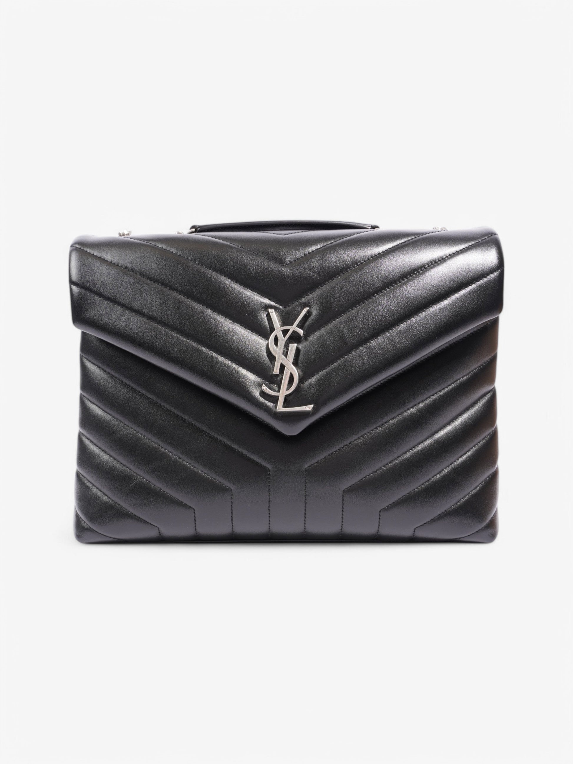 YSL Saint Laurent Lou Lou Crossbody Bag Leather Lambskin Black Lambskin Leather Large