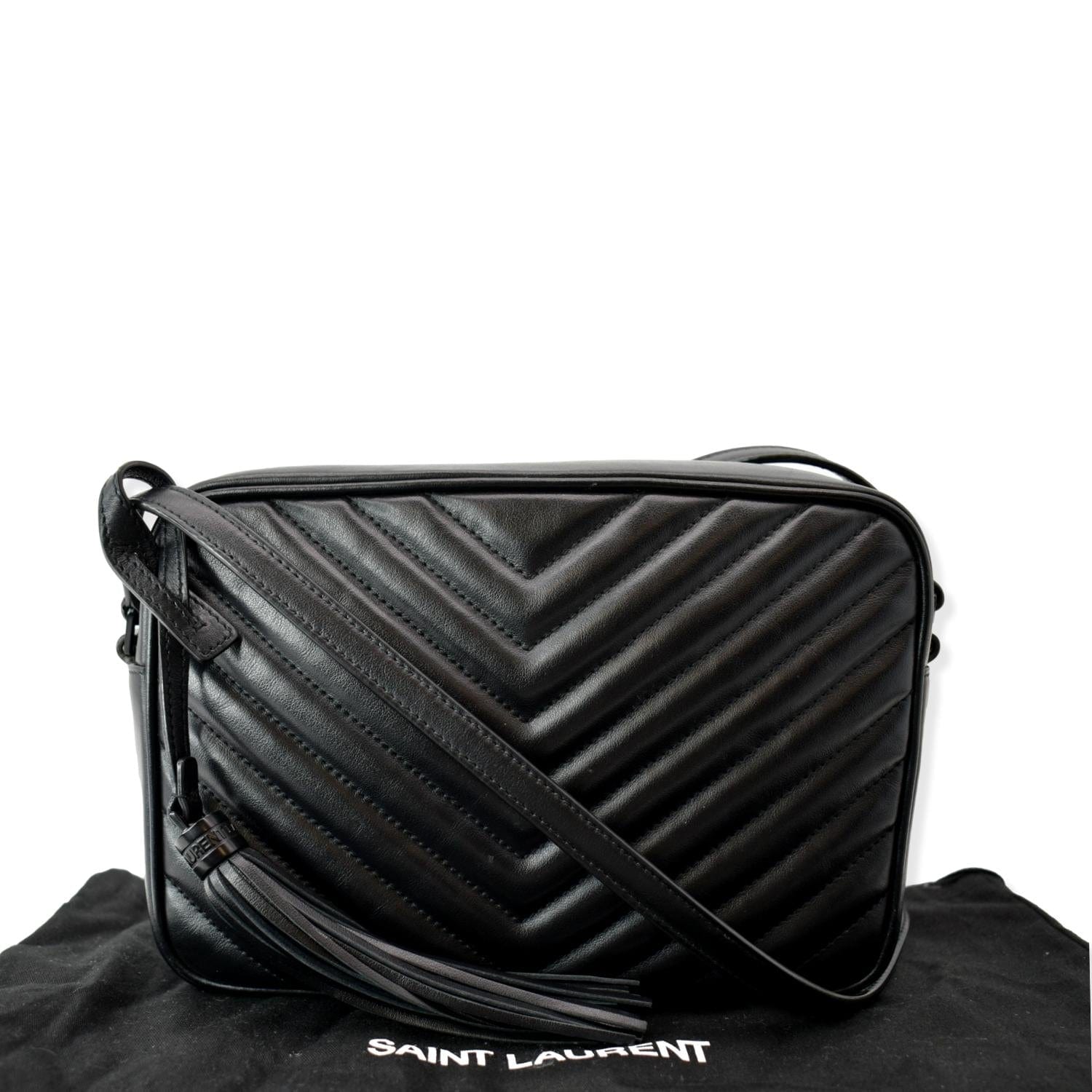 YSL Saint Laurent Yves Lou Chevron Camera Crossbody Bag Leather Black Camera Bag 1