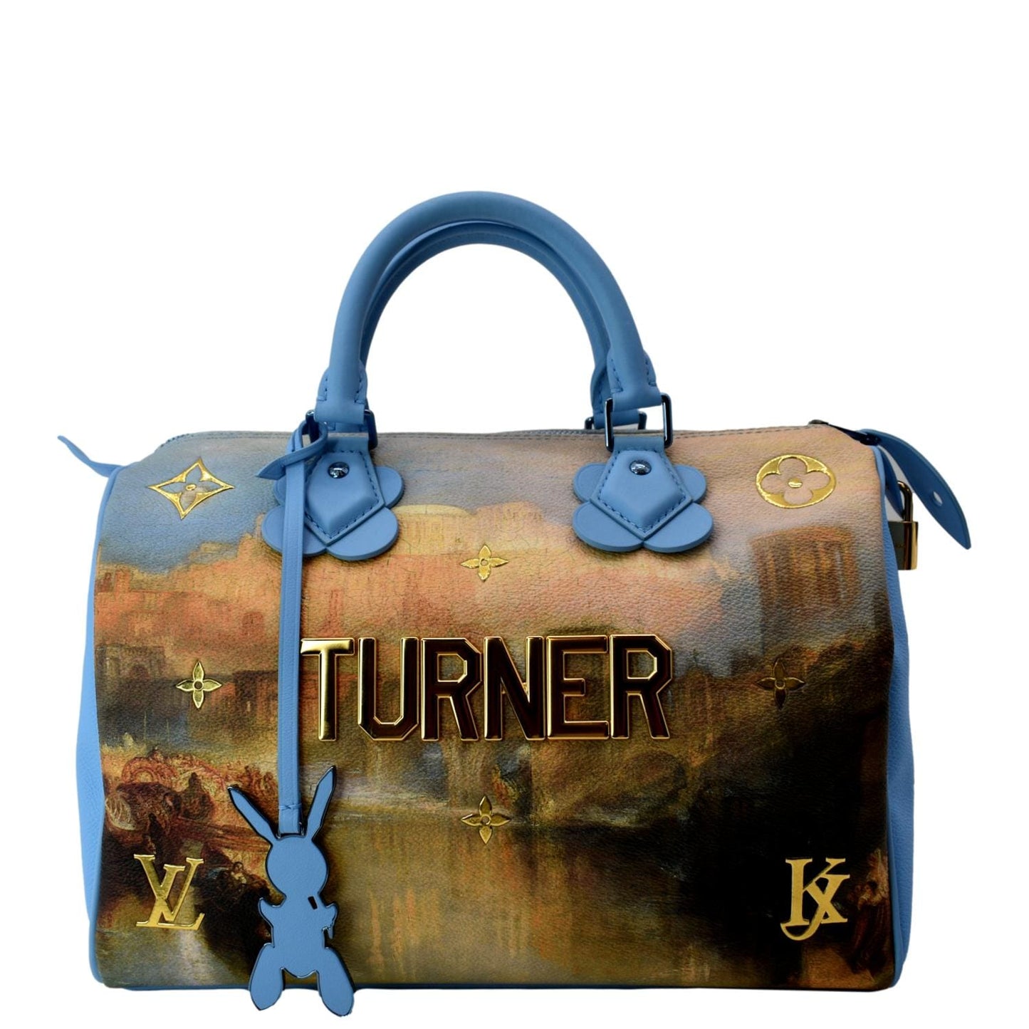 Louis Jeff Koons Turner Speedy Printed Satchel Canvas Travel Bag