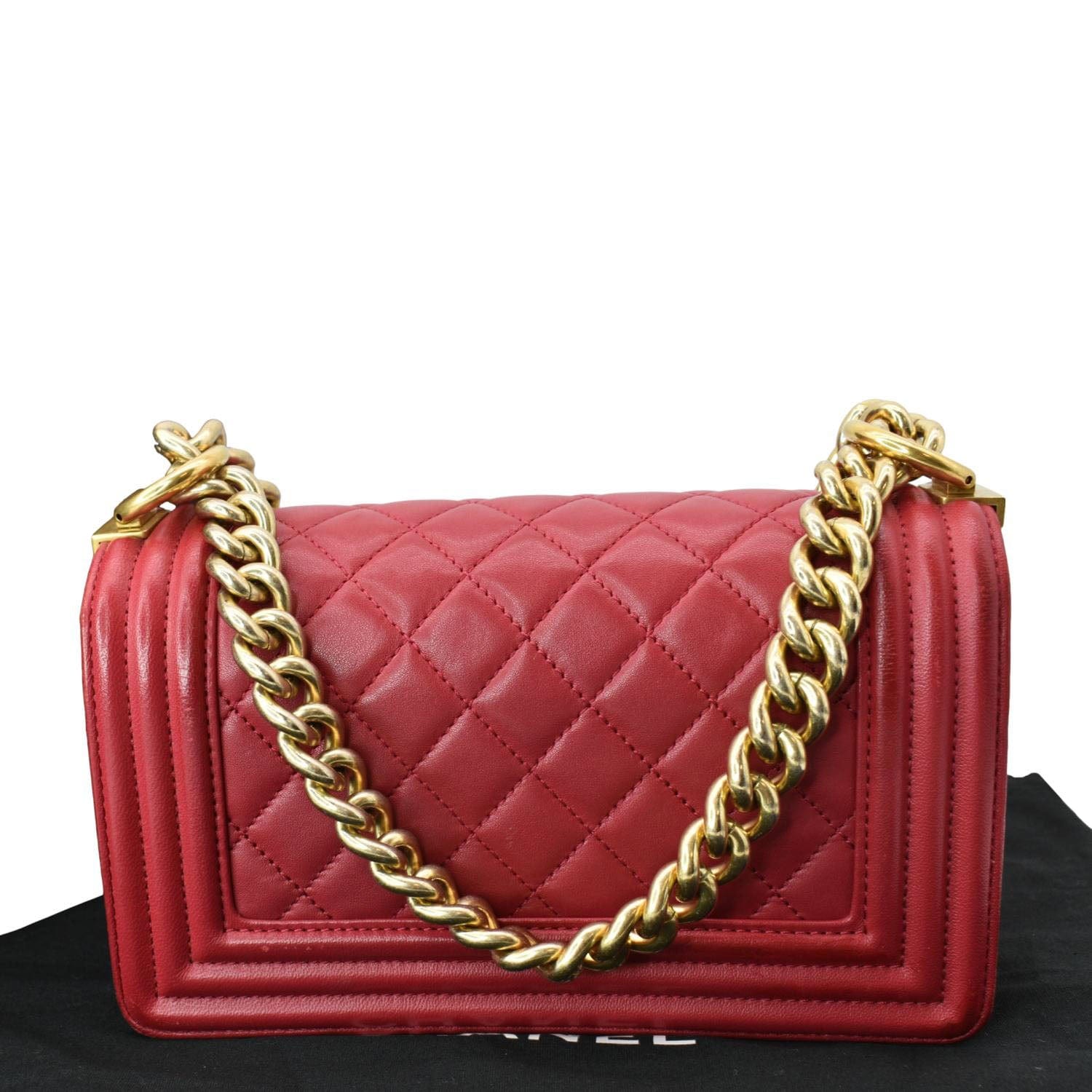 Chanel Le Boy Shoulder Bag Leather Red