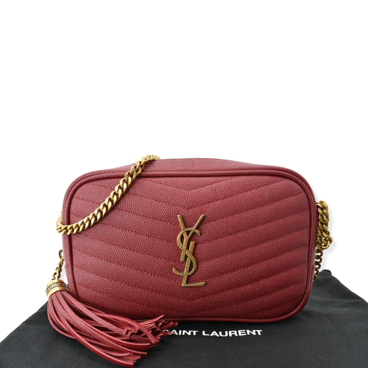 YSL Saint Laurent Yves Lou Camera Crossbody Bag Leather Red Mini