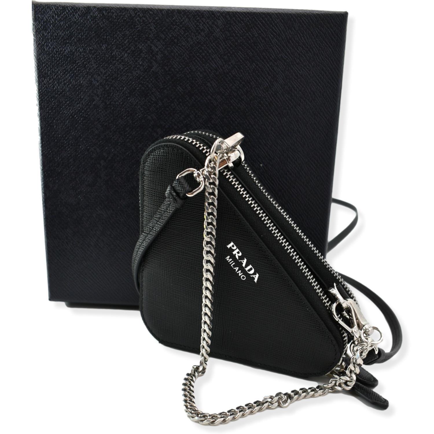 Saffiano Pouch Crossbody Bag Leather Black