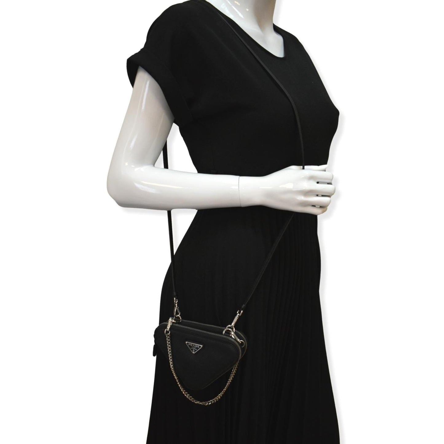 Prada Pouch Crossbody Bag Leather Saffiano Black