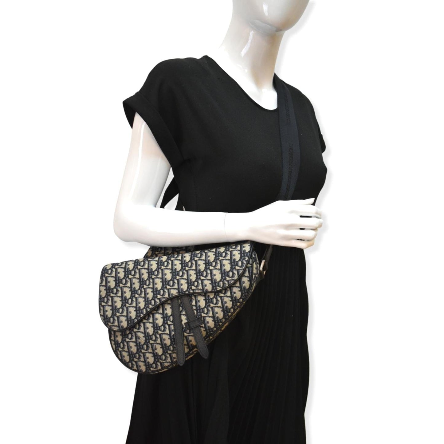 Dior Saddle Oblique Jacquard Crossbody Bag Grey Gray Navy