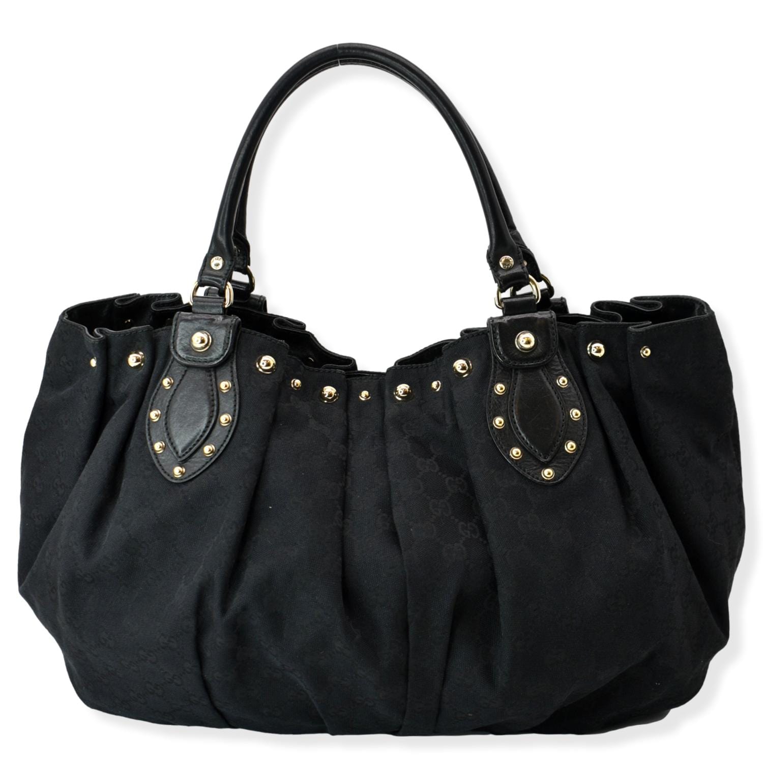 Gucci Studded Pelham Tote Canvas Black Tote Bag