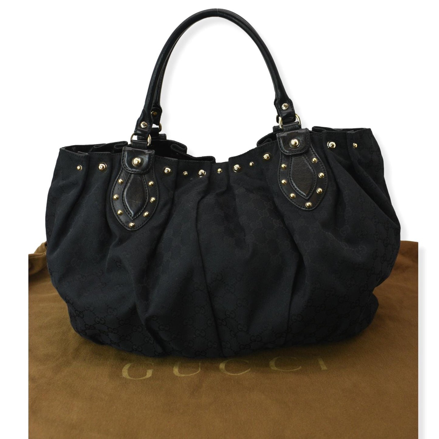 Gucci Studded Pelham Tote Canvas Black Tote Bag