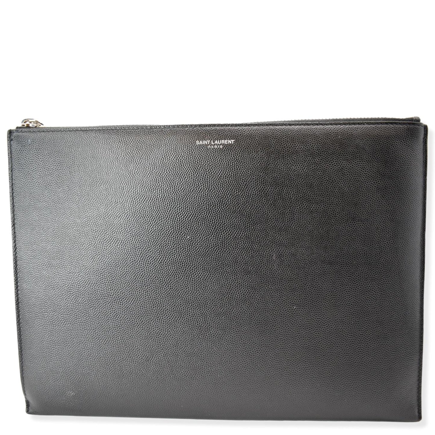 YSL Saint Laurent Saint Laurent Grain Pouch Travel Bag Leather Black