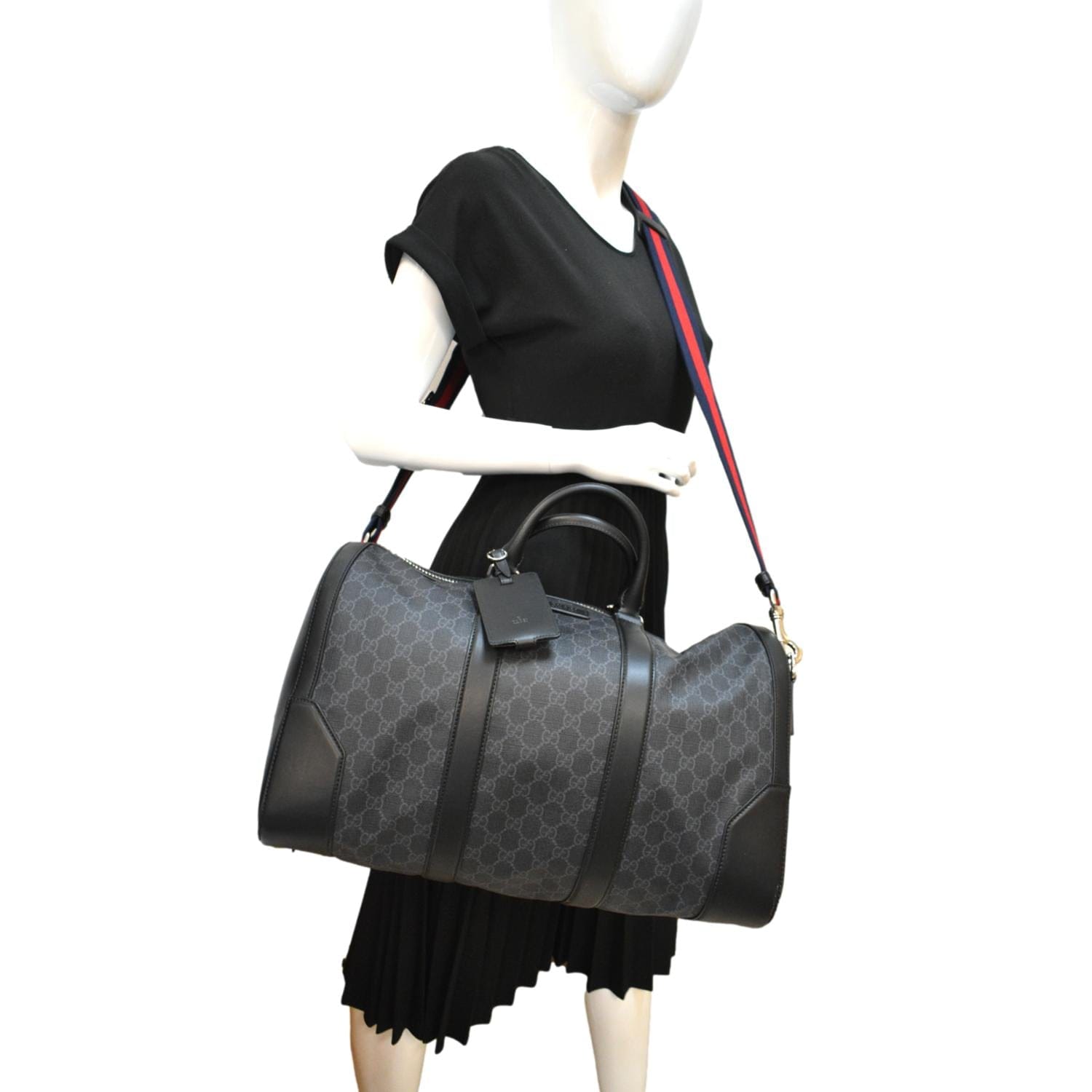 Gucci Carry On Supreme Duffle Bag Canvas Black Travel Bag