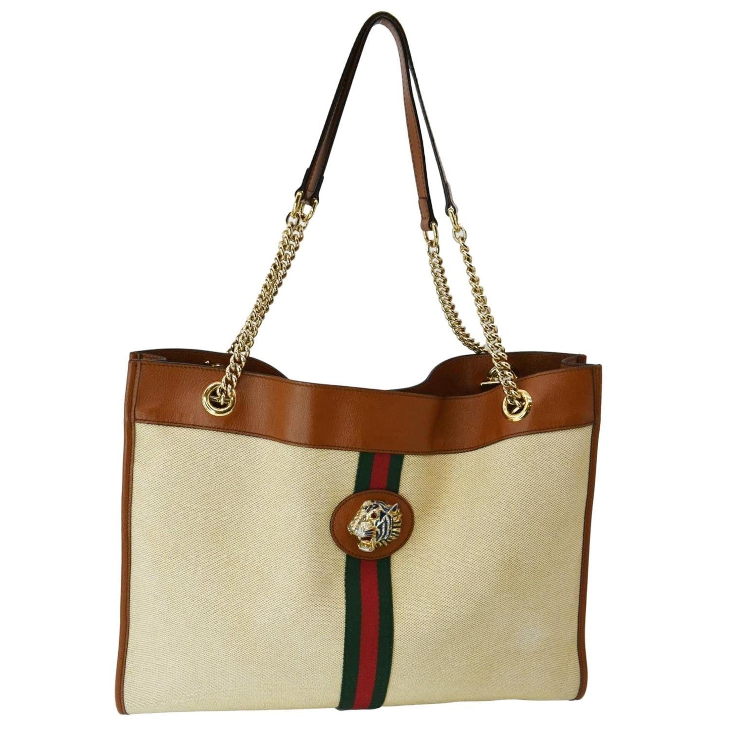 Gucci Rajah Tote Shoulder Bag Sand Leather Large