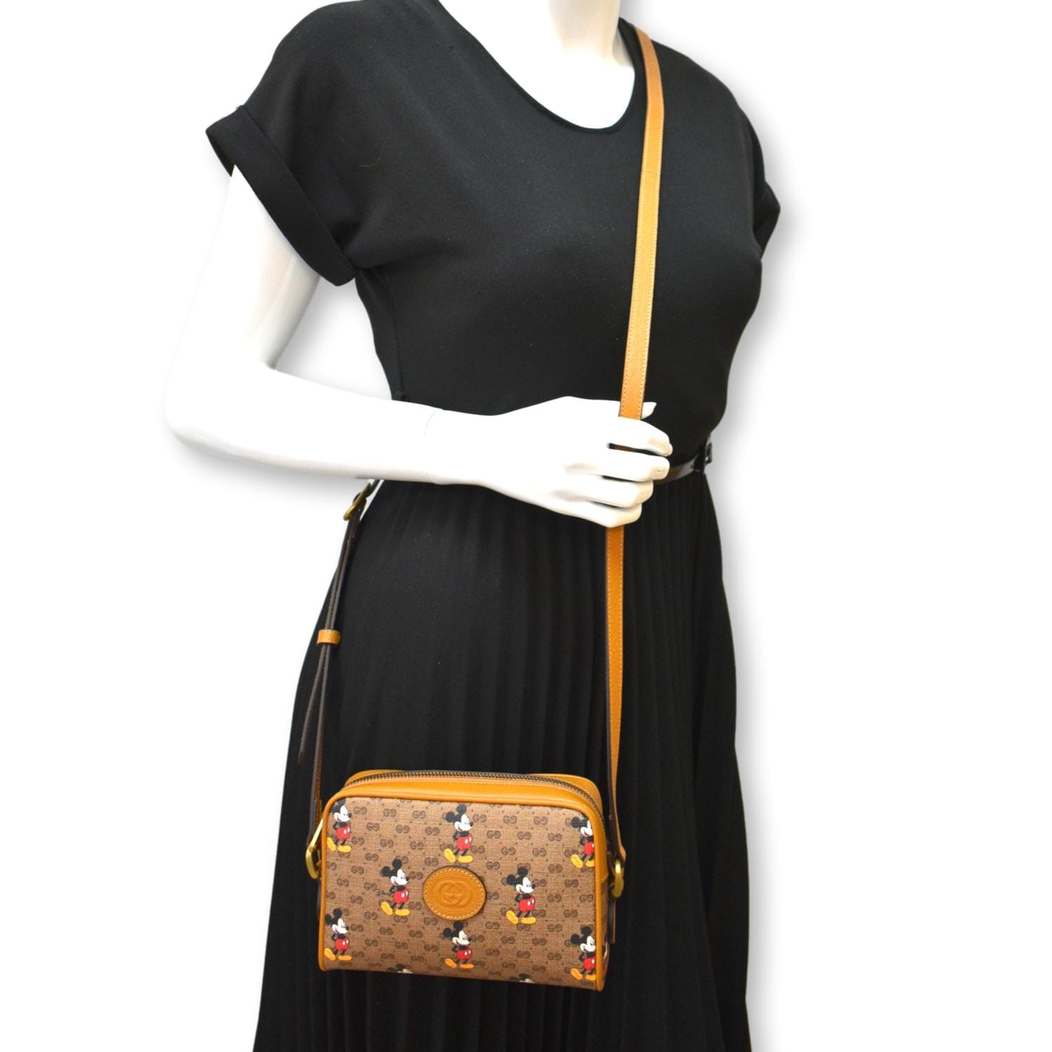 Gucci Disney Mickey Mo Supreme Coated Crossbody Bag Canvas Brown