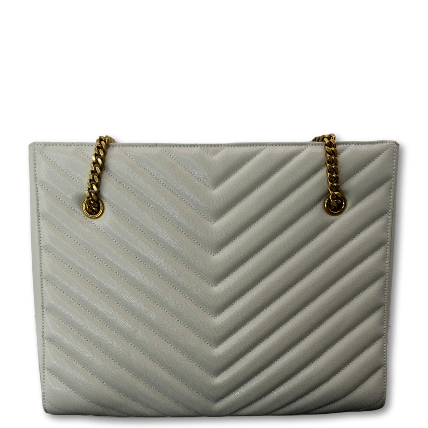 YSL Saint Laurent Yves Tribeca Shoulder Bag Leather White Medium