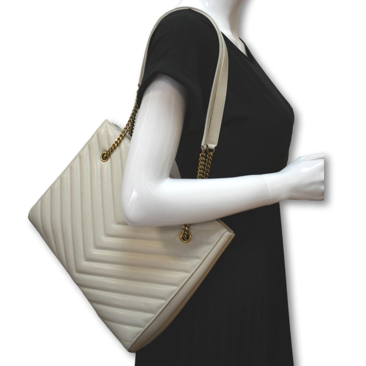 YSL Saint Laurent Saint Tribeca Shoulder Bag Leather White