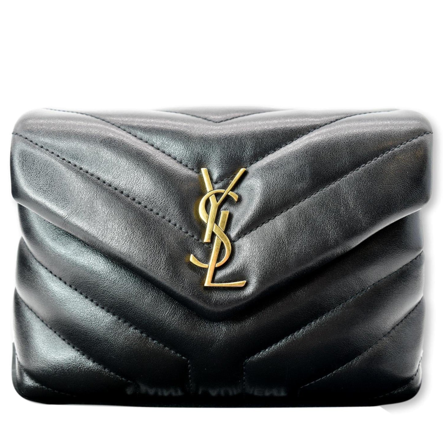 YSL Saint Laurent Yves Loulou Shoulder Bag Leather Matelasse Black Laurent Small Loulou