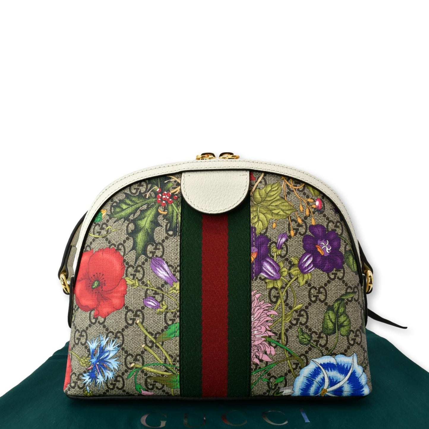 Gucci Ophidia Flora Supreme Shoulder Bag Canvas Beige