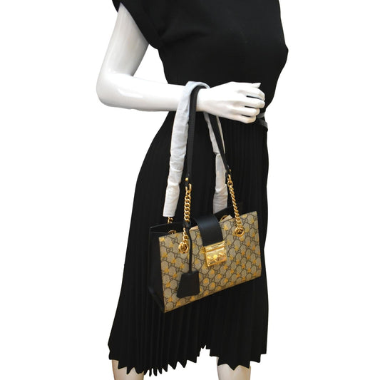 Gucci Ophidia Bees Padlock Supreme Tote Bag Canvas Beige