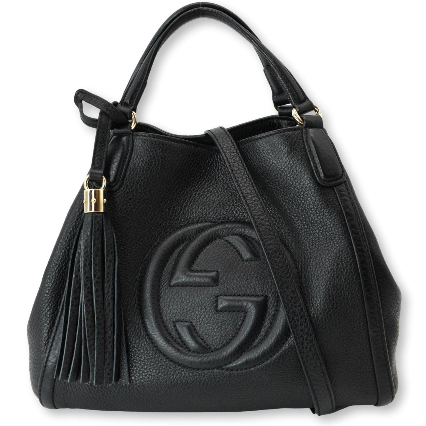 Gucci Soho Pebbled Shoulder Bag Leather Black