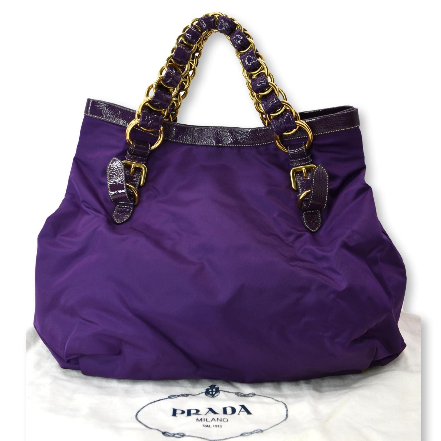 Vernice Trimmed Tessuto Tote Bag Purple Nylon