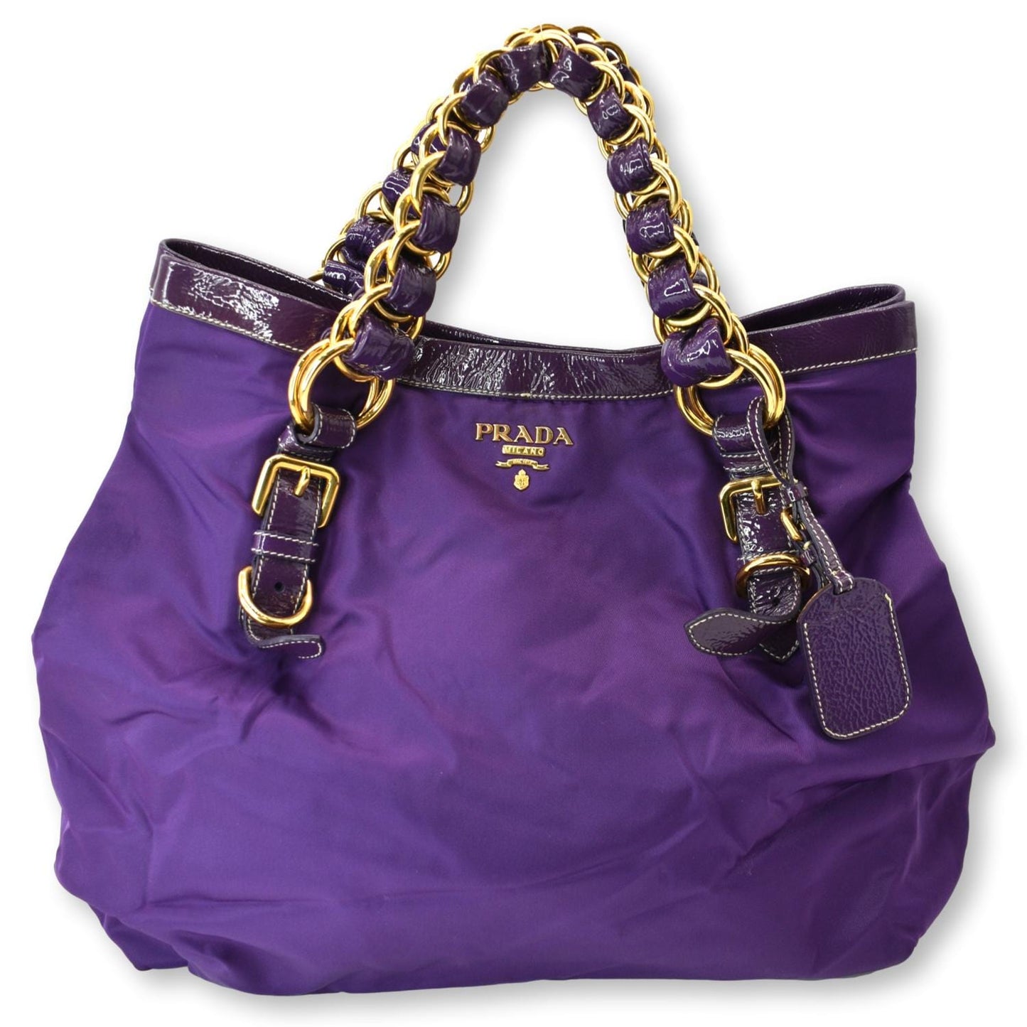 Vernice Trimmed Tessuto Tote Bag Purple Nylon