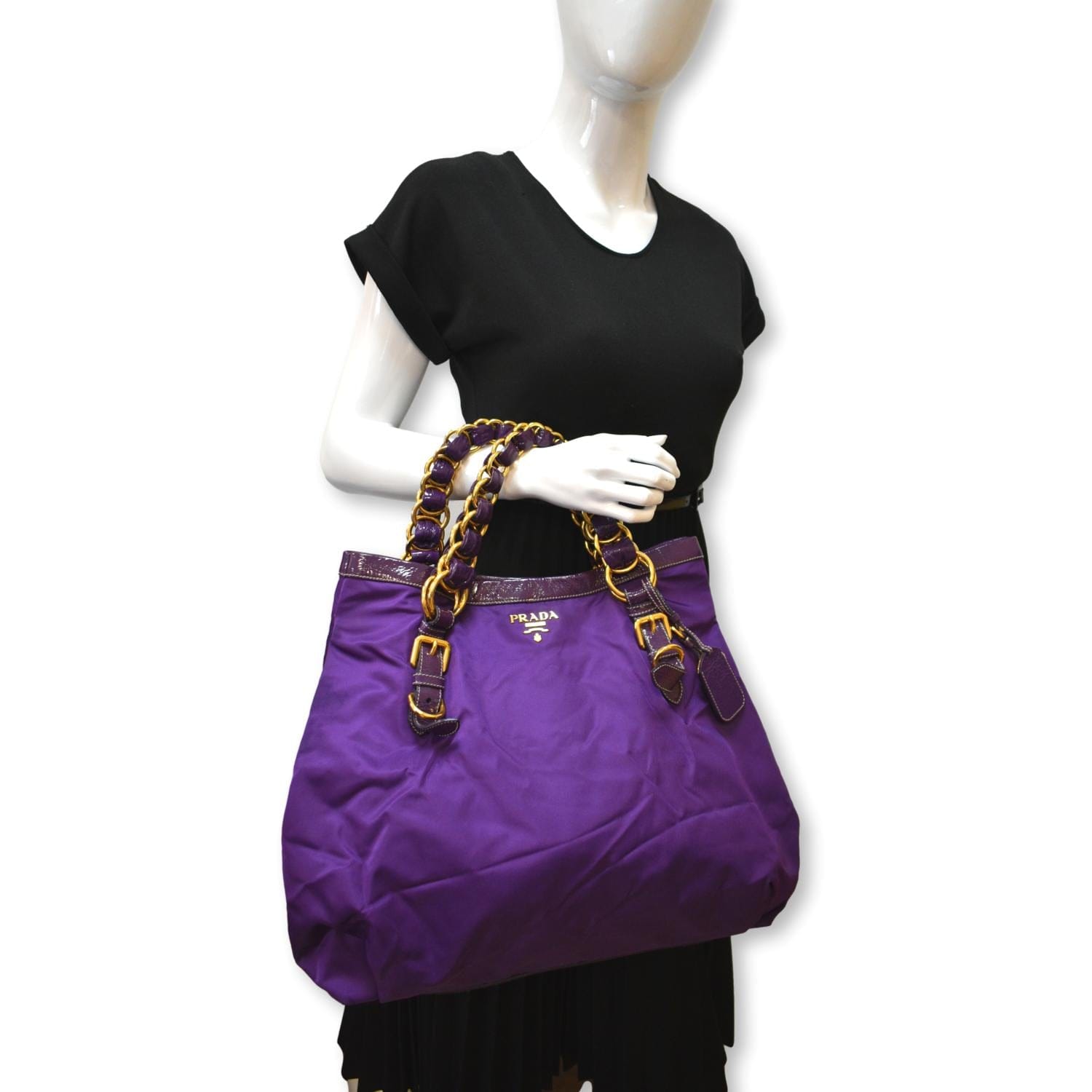 Vernice Trimmed Tessuto Tote Bag Purple Nylon