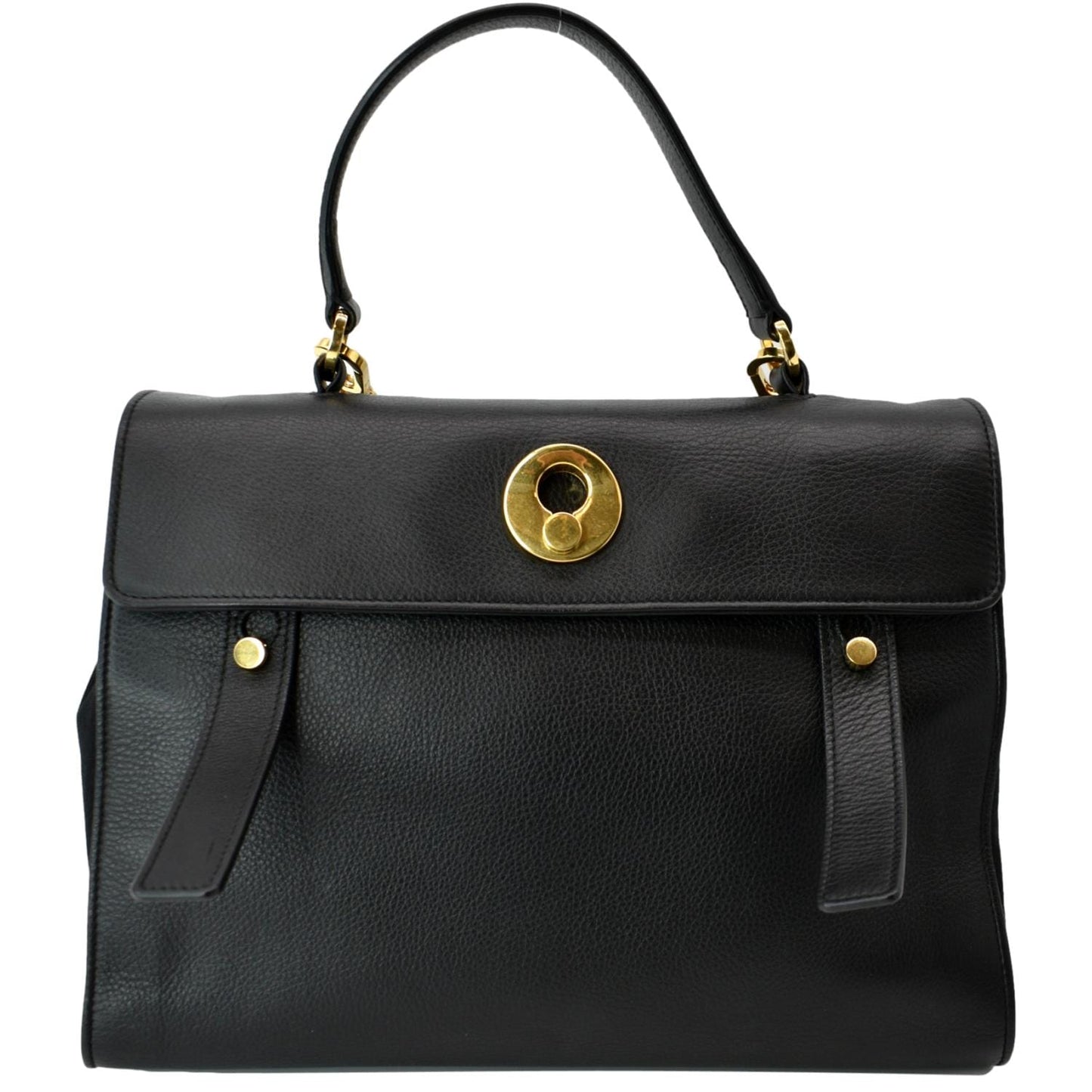 YSL Saint Laurent Saint Two Calfskin Satchel Shoulder Bag Black Medium