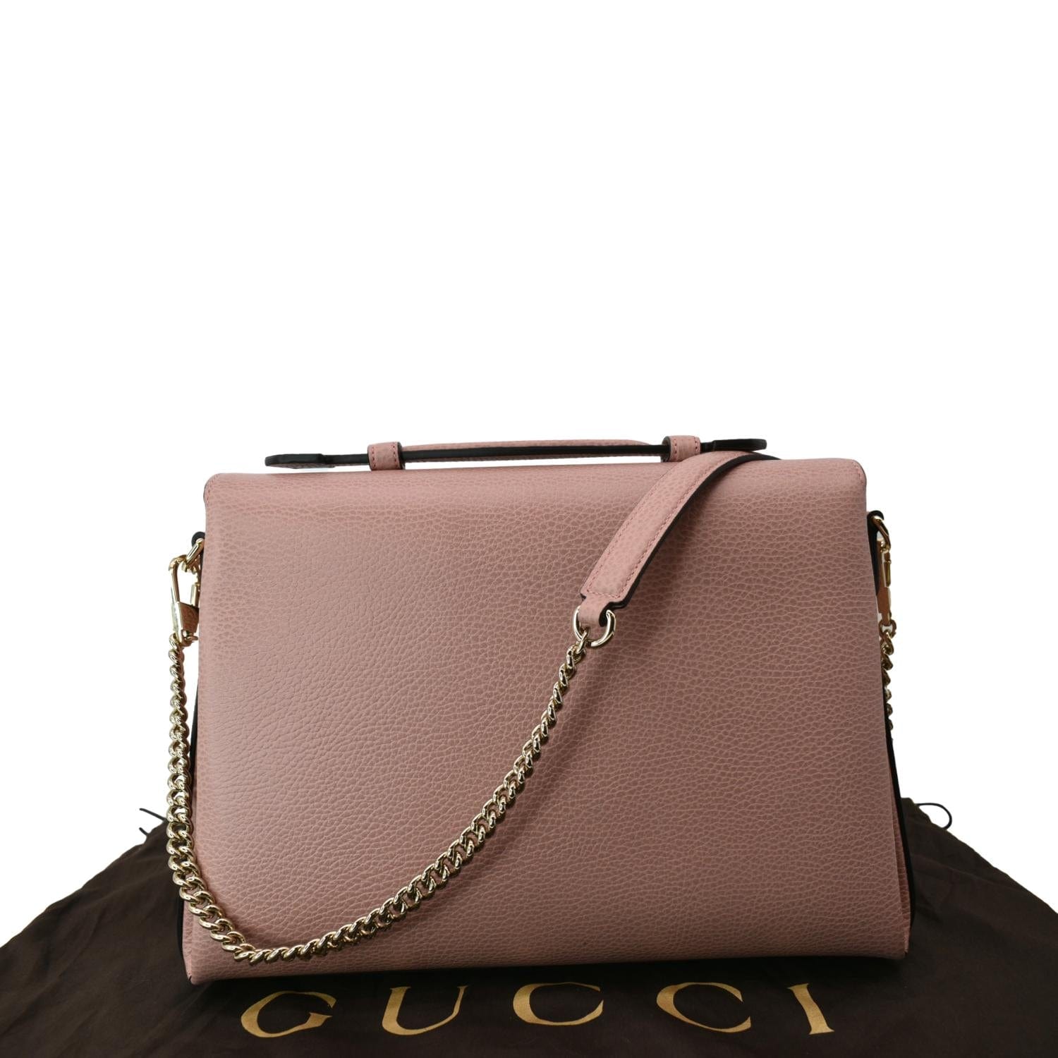 Gucci Dollar Interlocking Calfskin Shoulder Bag Soft Leather Pink