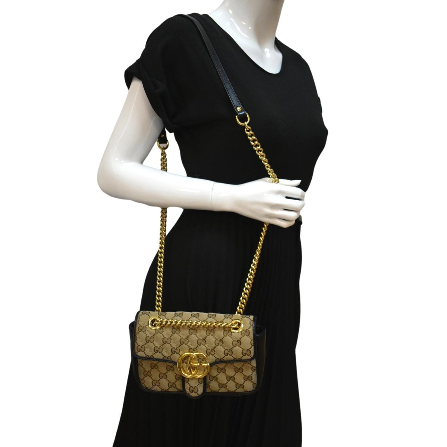 Gucci Marmont Mini Shoulder Bag Leather Canvas