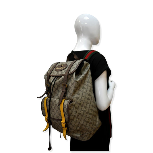 Gucci Soft Supreme Backpack Bag Canvas Beige
