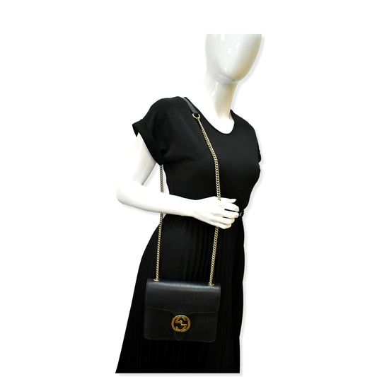 Gucci Interlocking Crossbody Bag Leather Black