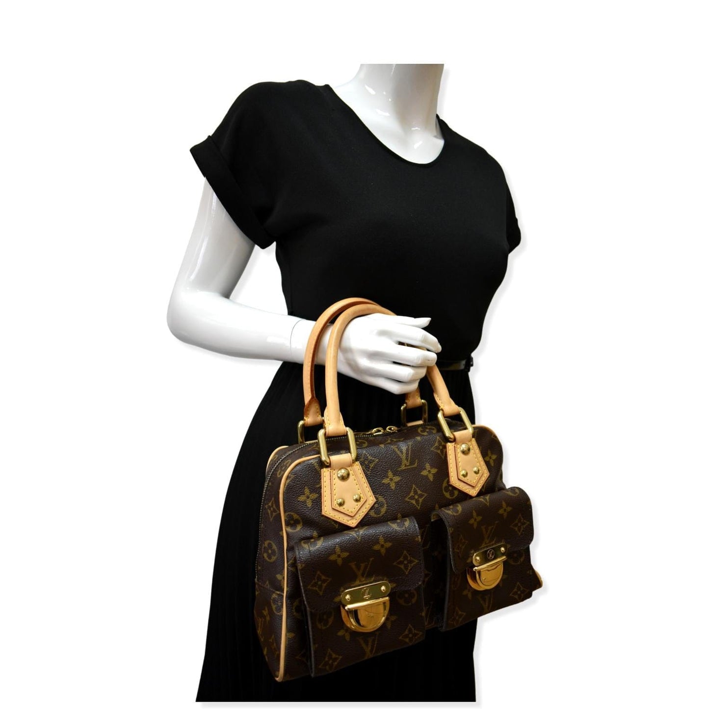 Louis Manhattan Pm Satchel Bag Canvas Monogram Travel Bag