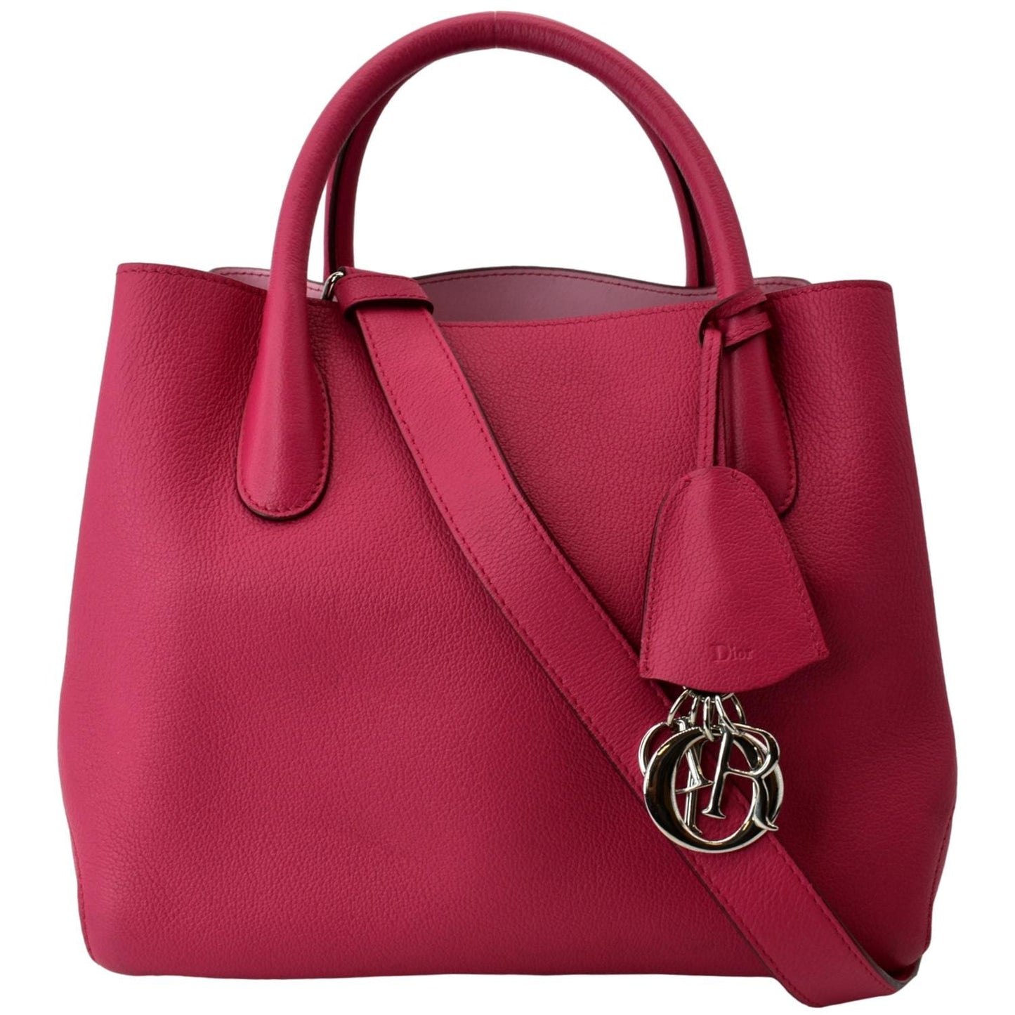 Dior Open Bar Grained Tote Bag Leather Pink Shoulder Bag