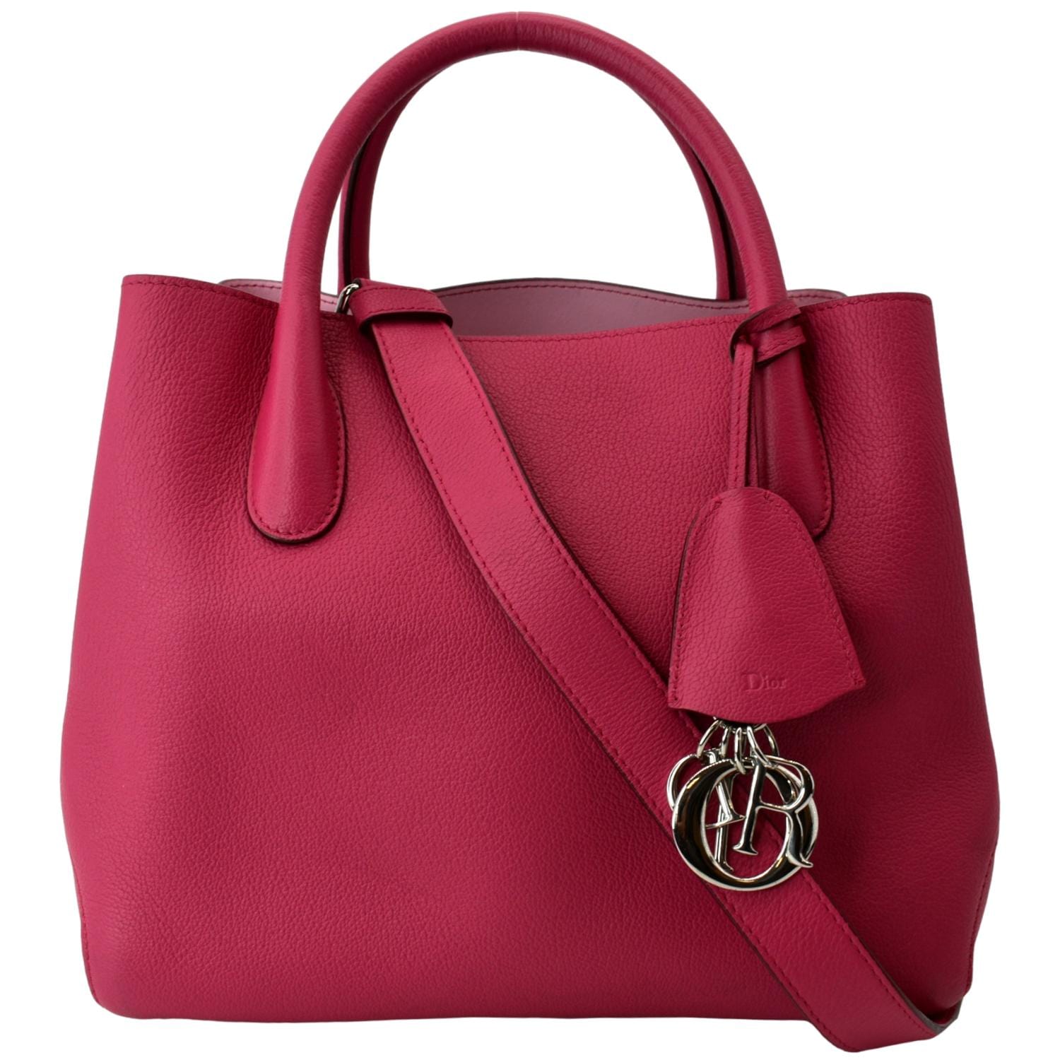 Dior Open Bar Grained Tote Bag Leather Pink Shoulder Bag