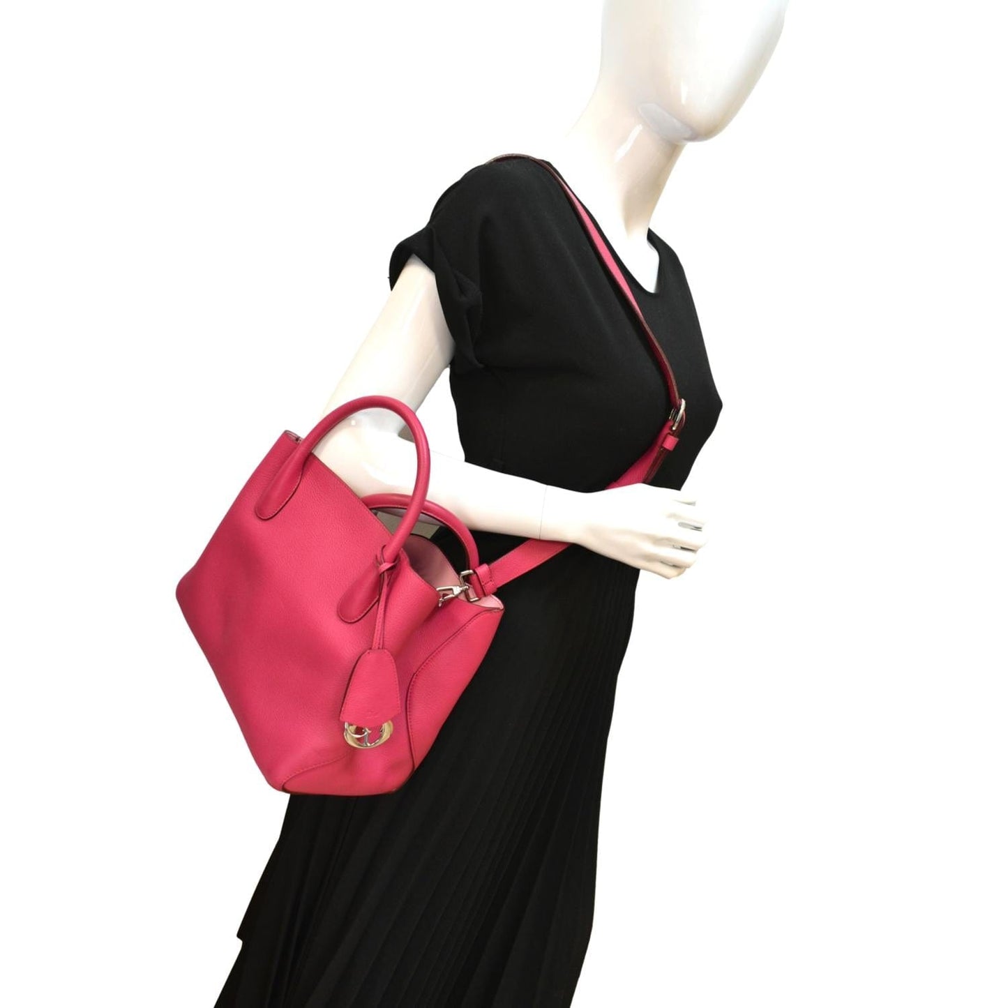 Dior Open Bar Grained Tote Bag Leather Pink
