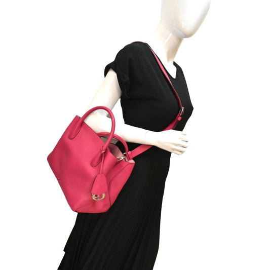 Dior Open Bar Grained Tote Bag Leather Pink Shoulder Bag