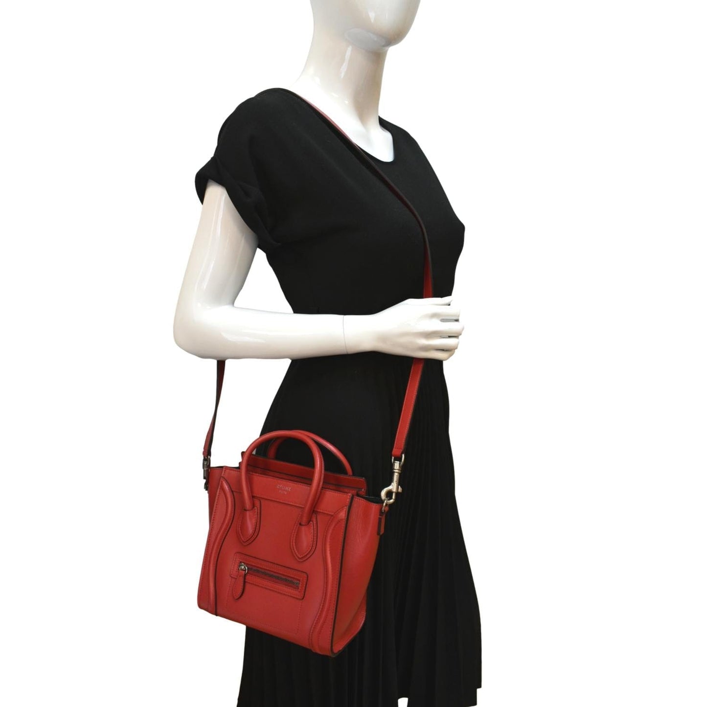 Nano Luggage Shoulder Bag Leather Red
