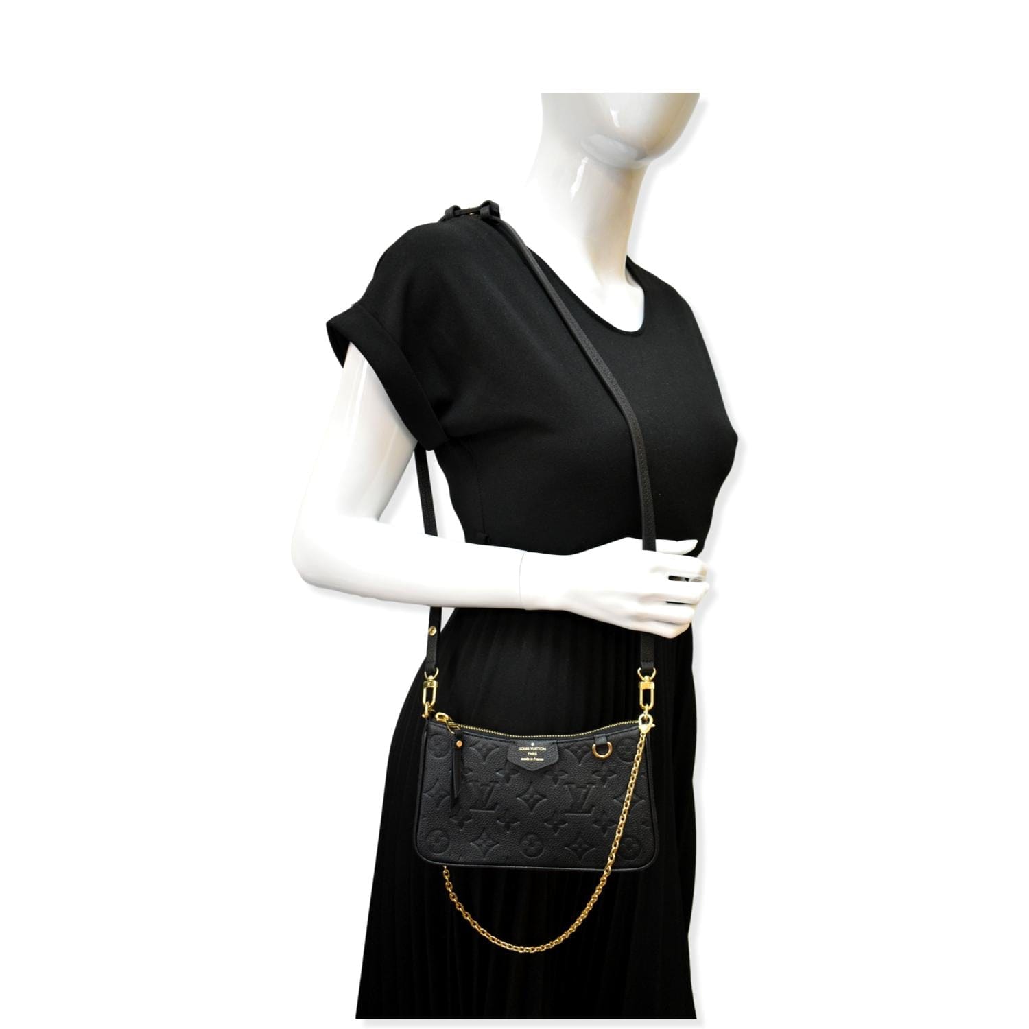 Louis Easy Pouch On Strap Empreinte Shoulder Monogram Black Shoulder Bag