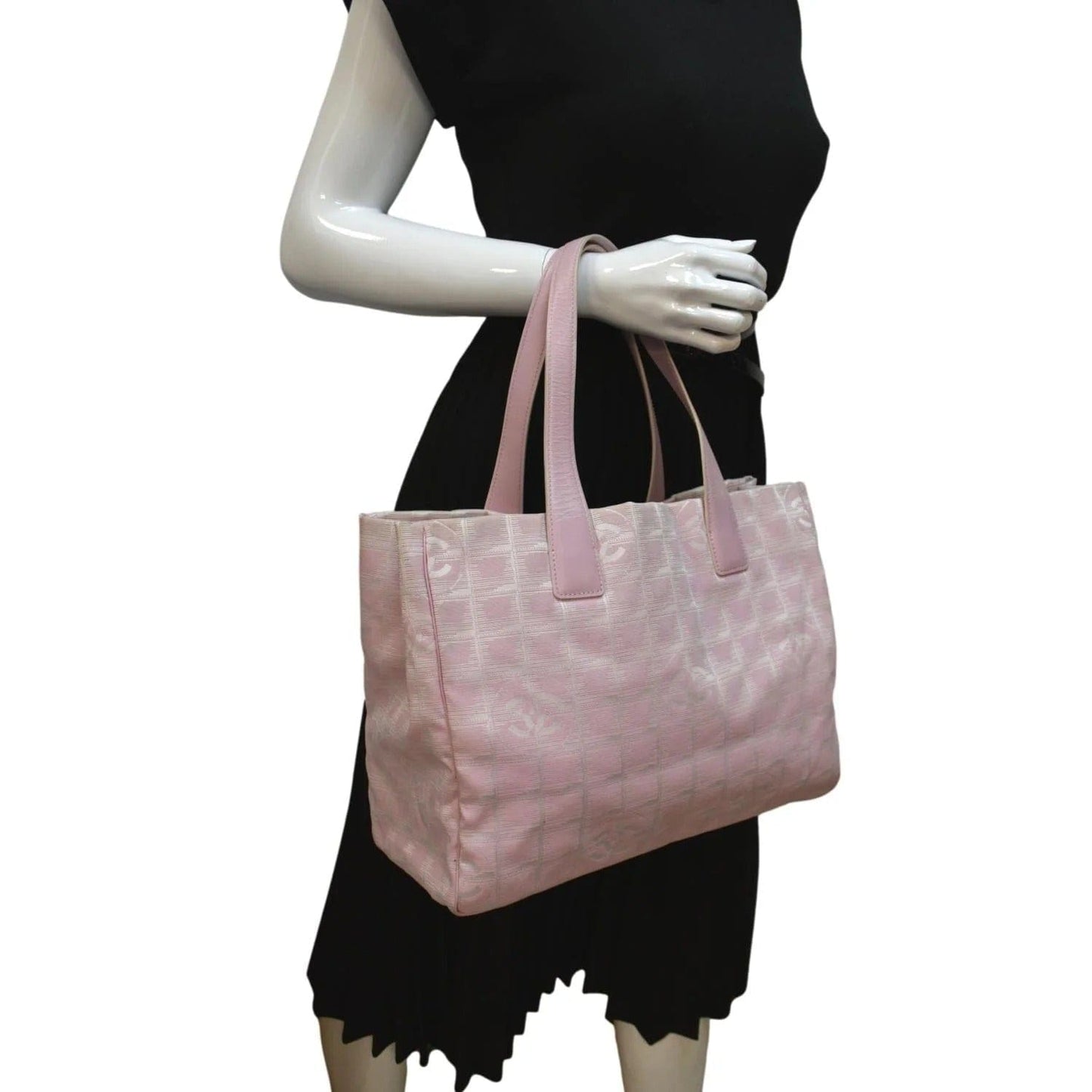 Chanel CC Logo Line Nylon Light Pink Travel Bag
