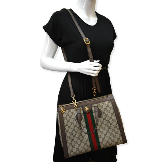 Gucci Ophidia Supreme Tote Shoulder Bag Beige Medium