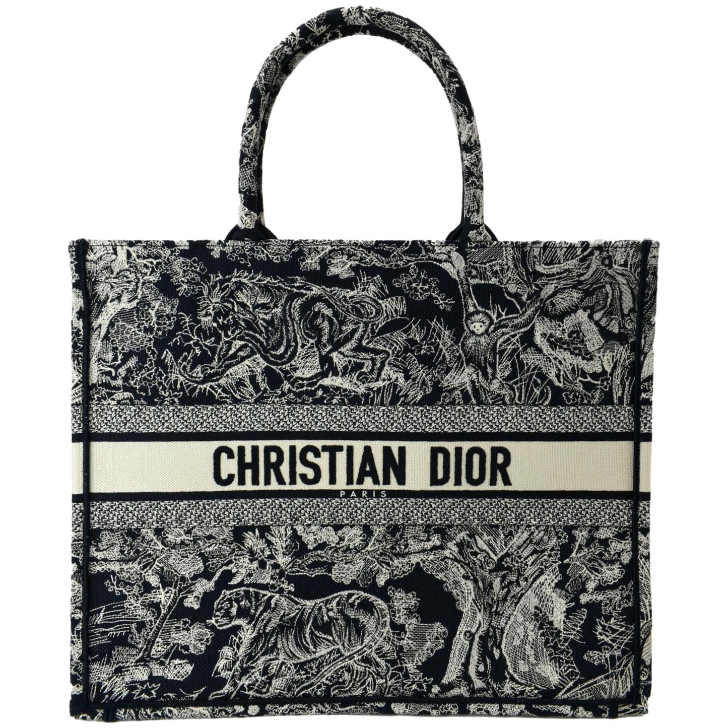 Dior Book Toile De Jouy Reverse Embroidery Tote Bag Blue Medium