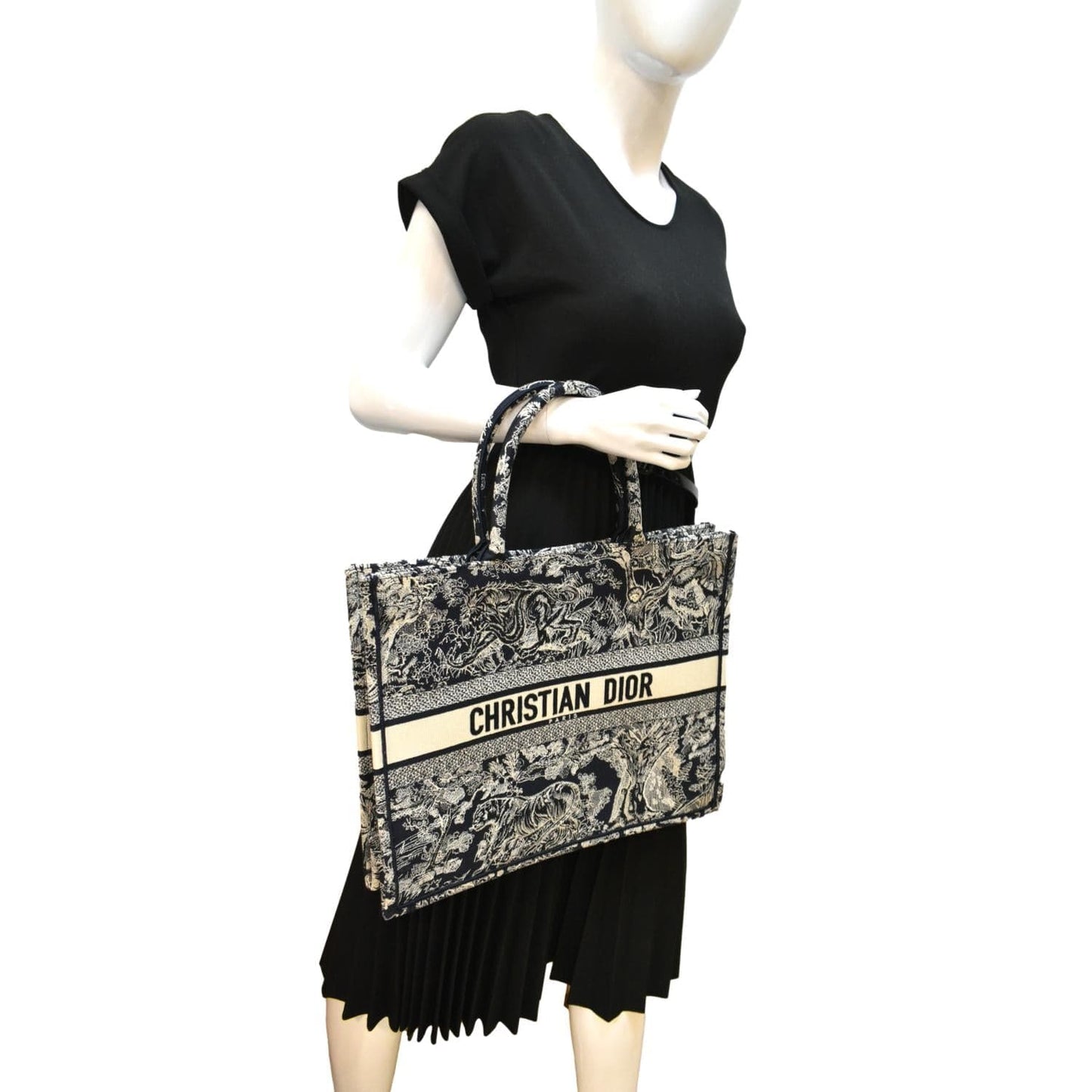 Dior Book Toile De Jouy Reverse Embroidery Tote Blue Medium Tote Bag