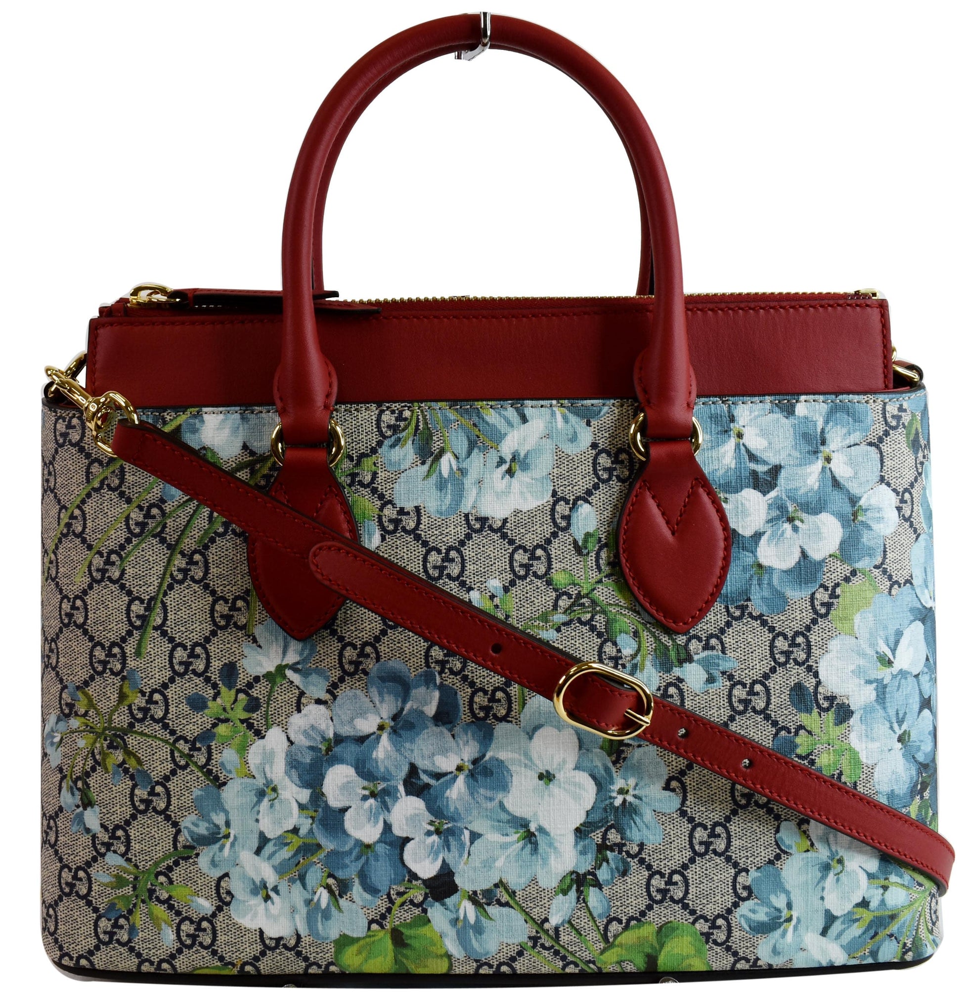 Gucci Blooms Floral Supreme Satchel Bag Leather Canvas Shoulder Bag